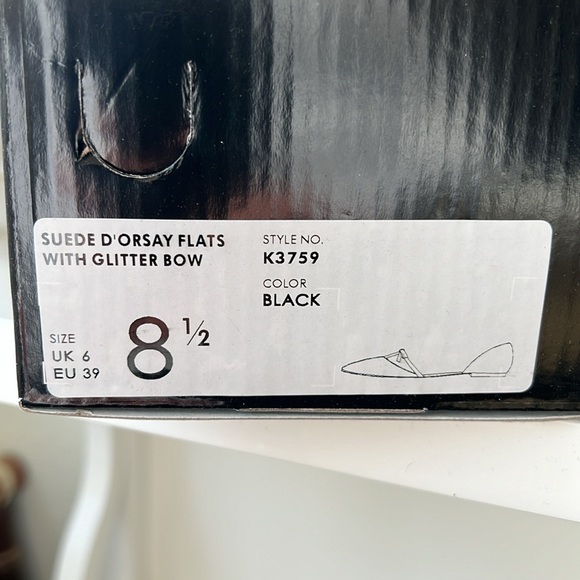 J Crew Suede D'Orsay Sparkle Glitter Rhinestone Black Flats Size 8.5 - Picture 6 of 6